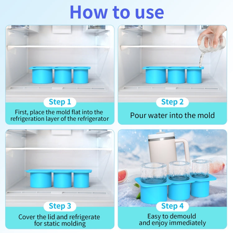 Silicone Ice Molds With Lid For Stanley Tumblers Cups Can Making 3 Hollow Cylinders(Red)