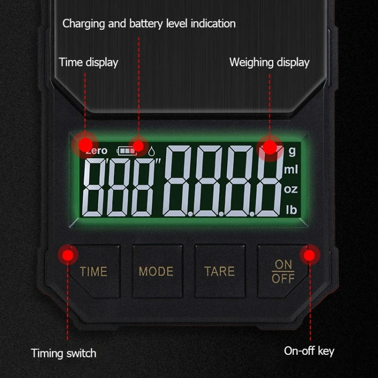Charging Model 1kg/0.1g Portable Toolbox Digital Scale Jewelry Weighing Tool with Timing