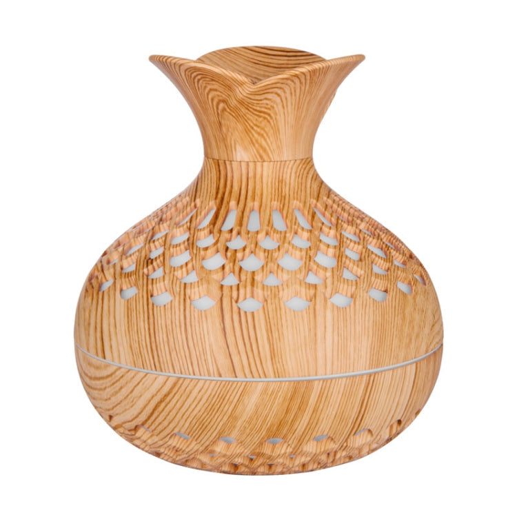 LED Light Aromatherapy Diffuser Home Small Vase Quiet Humidifier Aromatherapy Diffuser 2 In 1(Shallow Wood)