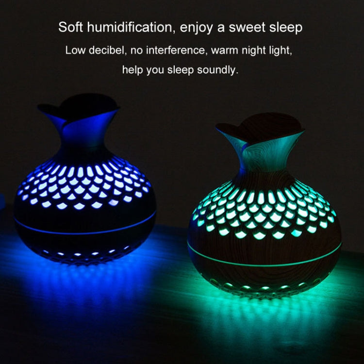 LED Light Aromatherapy Diffuser Home Small Vase Quiet Humidifier Aromatherapy Diffuser 2 In 1(Dark Wood)