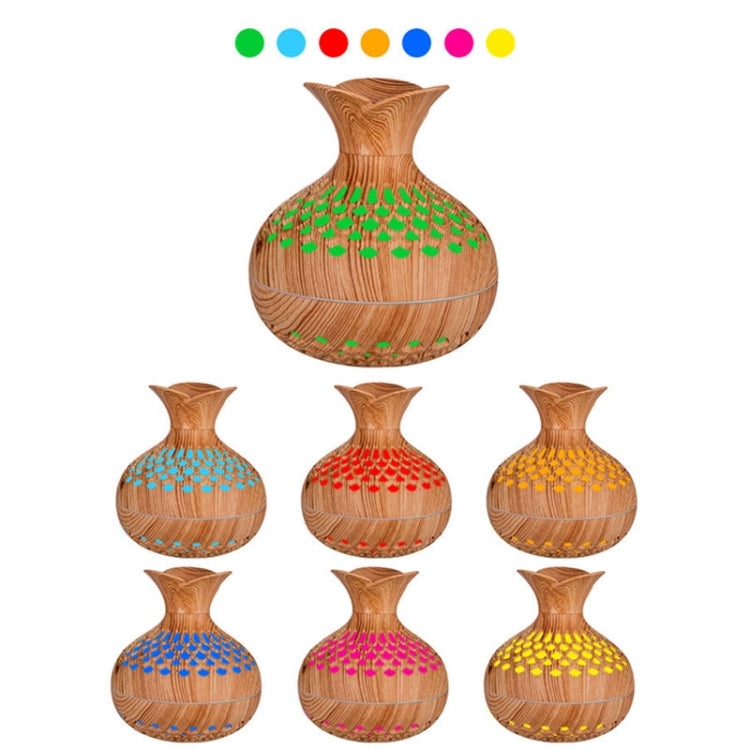 LED Light Aromatherapy Diffuser Home Small Vase Quiet Humidifier Aromatherapy Diffuser 2 In 1(Dark Wood)