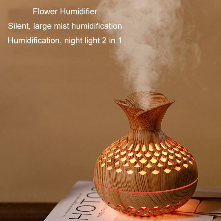 LED Light Aromatherapy Diffuser Home Small Vase Quiet Humidifier Aromatherapy Diffuser 2 In 1(Dark Wood)