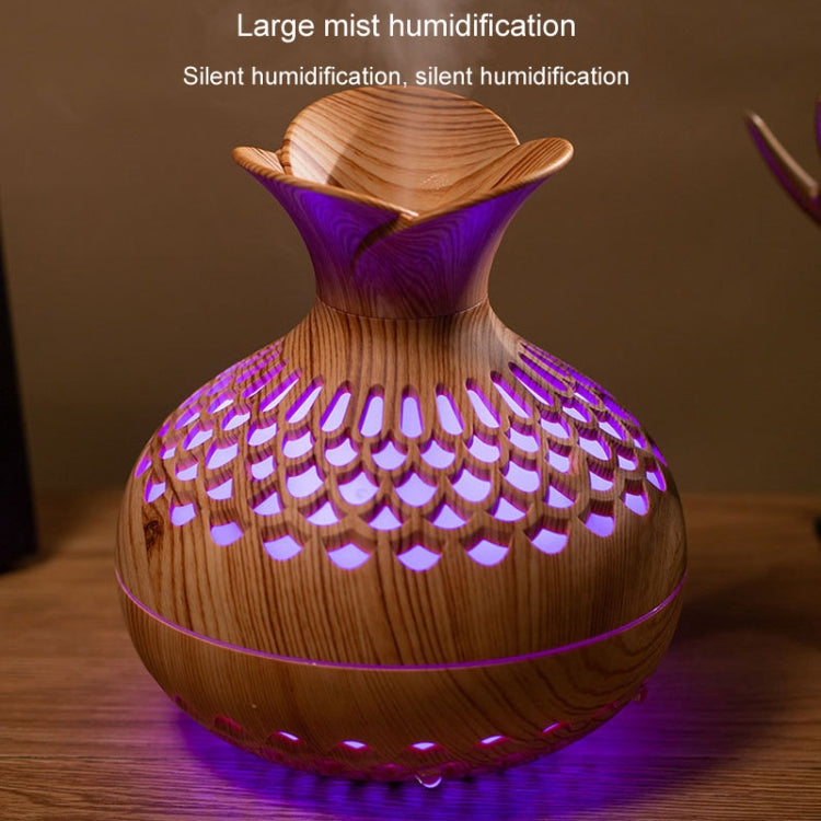 LED Light Aromatherapy Diffuser Home Small Vase Quiet Humidifier Aromatherapy Diffuser 2 In 1(Dark Wood)