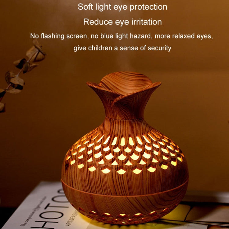 LED Light Aromatherapy Diffuser Home Small Vase Quiet Humidifier Aromatherapy Diffuser 2 In 1(Shallow Wood)