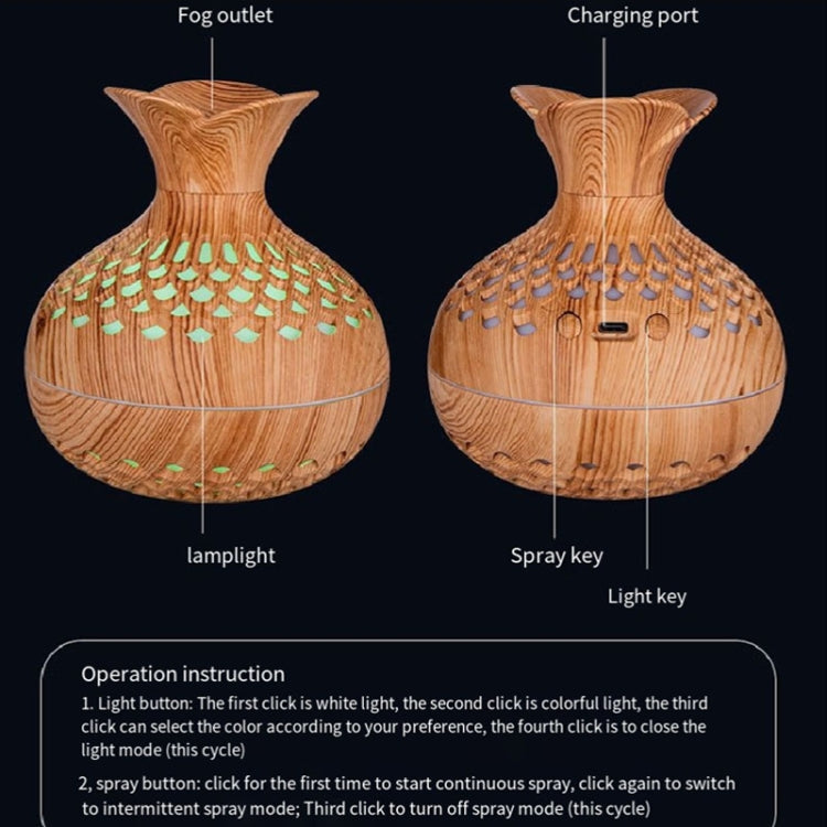 LED Light Aromatherapy Diffuser Home Small Vase Quiet Humidifier Aromatherapy Diffuser 2 In 1(Dark Wood)