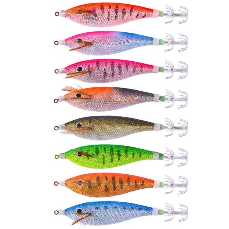 8colors /Set HENGJIA SJ057 Luminous Wooden Shrimp Dummy Bait Squid Hook Hard Bait, Size: 11cm 13.4g