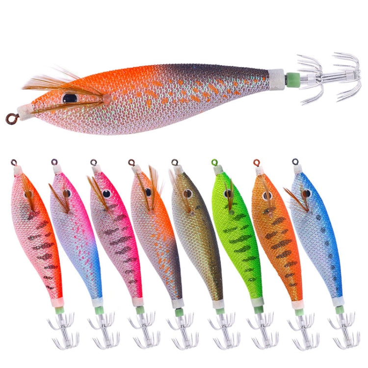 8colors /Set HENGJIA SJ057 Luminous Wooden Shrimp Dummy Bait Squid Hook Hard Bait, Size: 11cm 13.4g