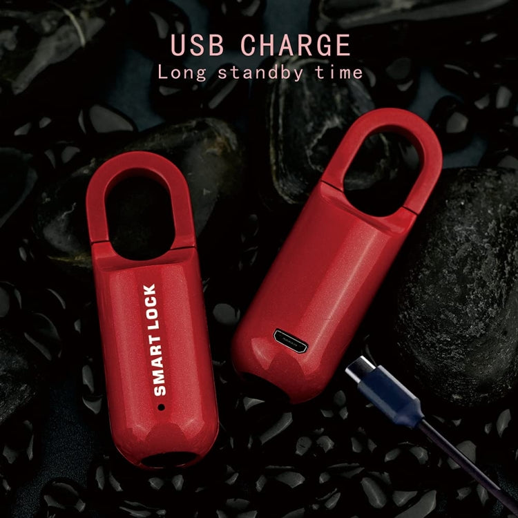 Smart USB Charging Bag Fingerprint Padlock Furniture Backpack Lock(Red)