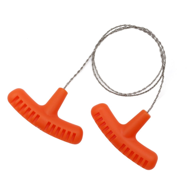 Stainless Steel Hand-pulled Wire Saw Rope Outdoor Camping Survival Equipment Saw, Color: Orange 63cm