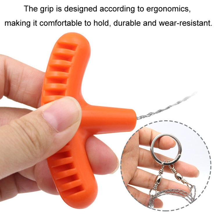 Stainless Steel Hand-pulled Wire Saw Rope Outdoor Camping Survival Equipment Saw, Color: Orange 63cm
