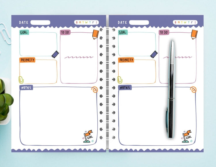 A5 Self-filling Undated Coil Planner Planning Notes Schedule(Purple)