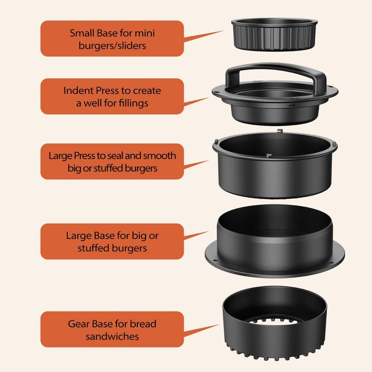 4 In 1 Hamburger Press Patty Maker Slider Stuffed Burgers Sandwich Cutter With 100pcs Silicone Oil Paper