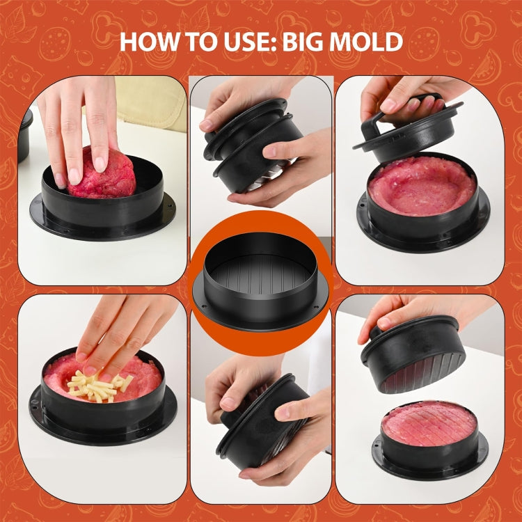 4 In 1 Hamburger Press Patty Maker Slider Stuffed Burgers Sandwich Cutter With 100pcs Silicone Oil Paper