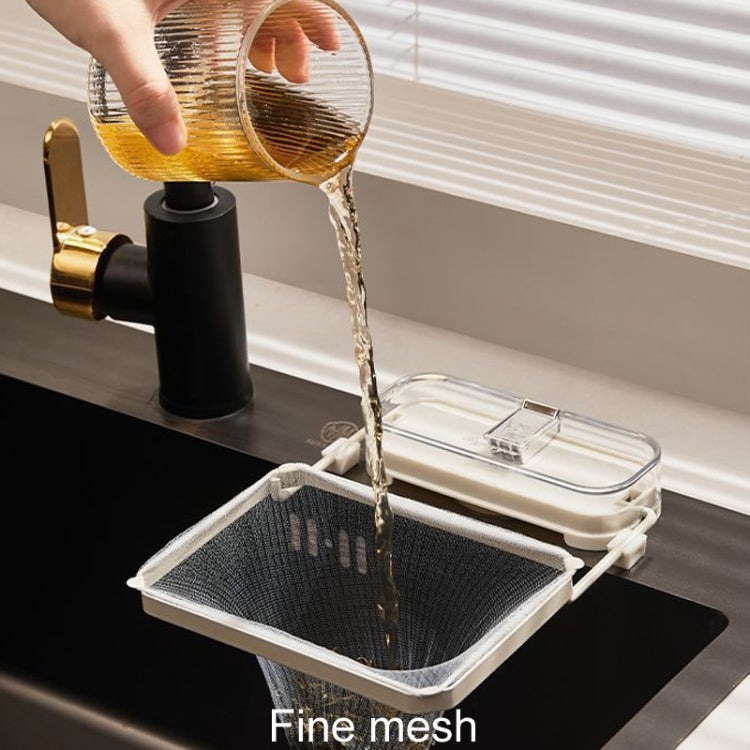 Suction Cup Kitchen Sink Filter Rack Household Draining Holder With Strainer(Transparent White)