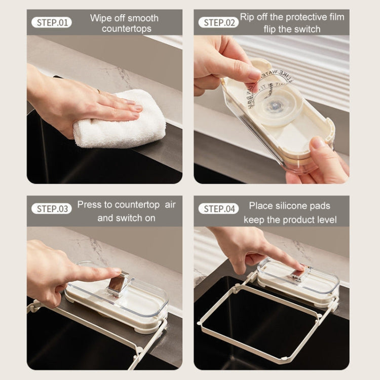 Suction Cup Kitchen Sink Filter Rack Household Draining Holder With Strainer(Transparent White)