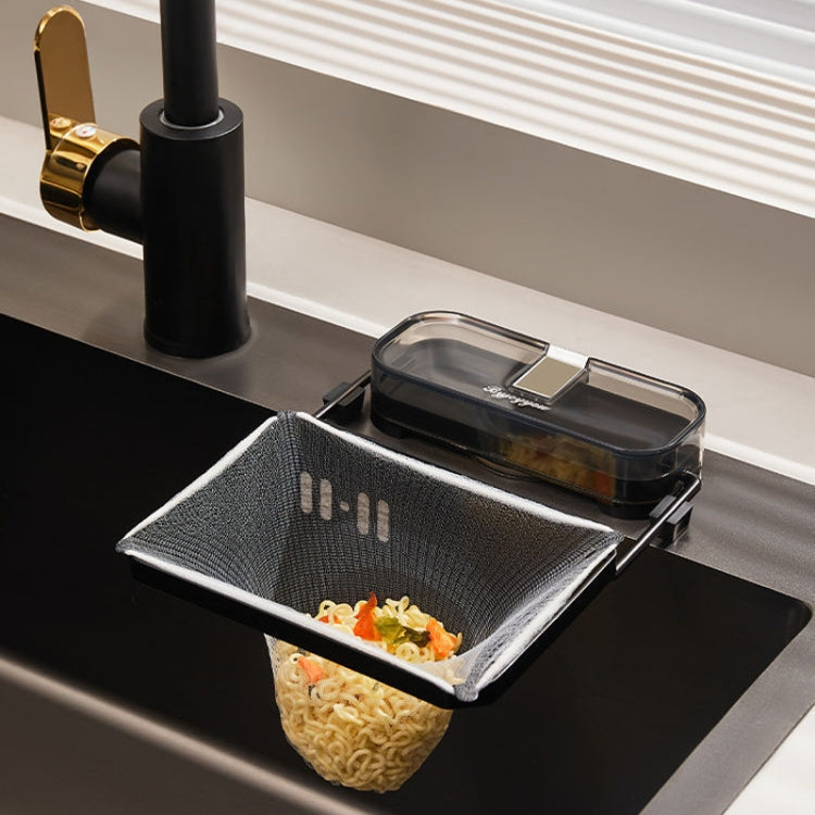 Suction Cup Kitchen Sink Filter Rack Household Draining Holder With Strainer(Transparent White)