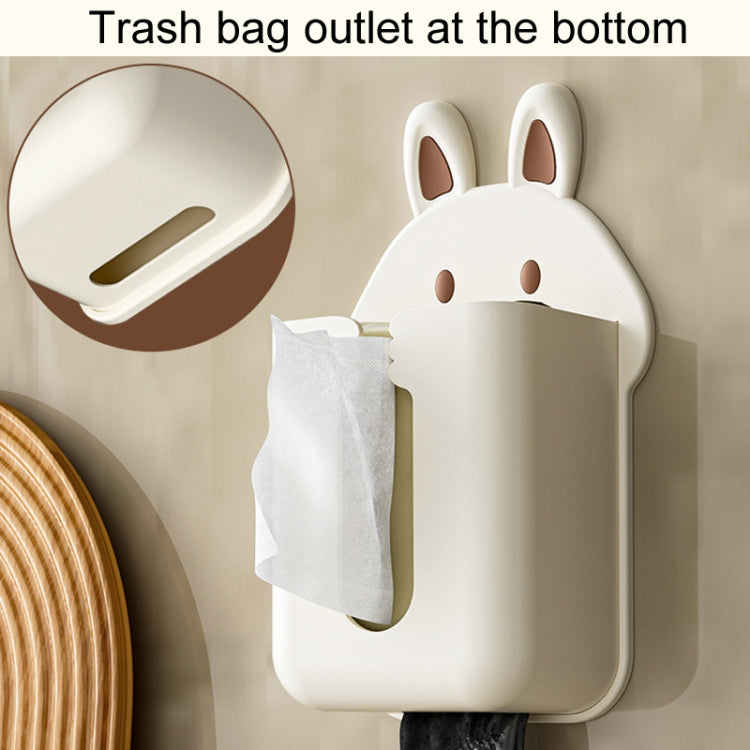 Bathroom Wall Mounted Tissue Box Kitchen Cartoon Rabbit Washcloth Organizer(Beige)