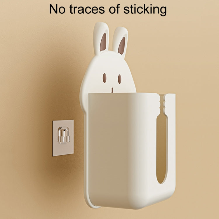 Bathroom Wall Mounted Tissue Box Kitchen Cartoon Rabbit Washcloth Organizer(Beige)