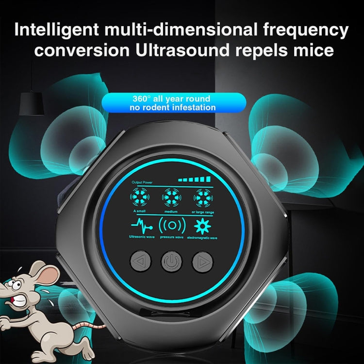 219 Intelligent Ultrasonic Multi-dimensional Frequency Conversion Home Indoor Mouse Repeller(Black)