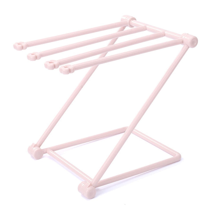 Foldable Rag Storage Rack Kitchen Countertop Dishcloth Hanging Rack Cup Drainer Holder(Pink)