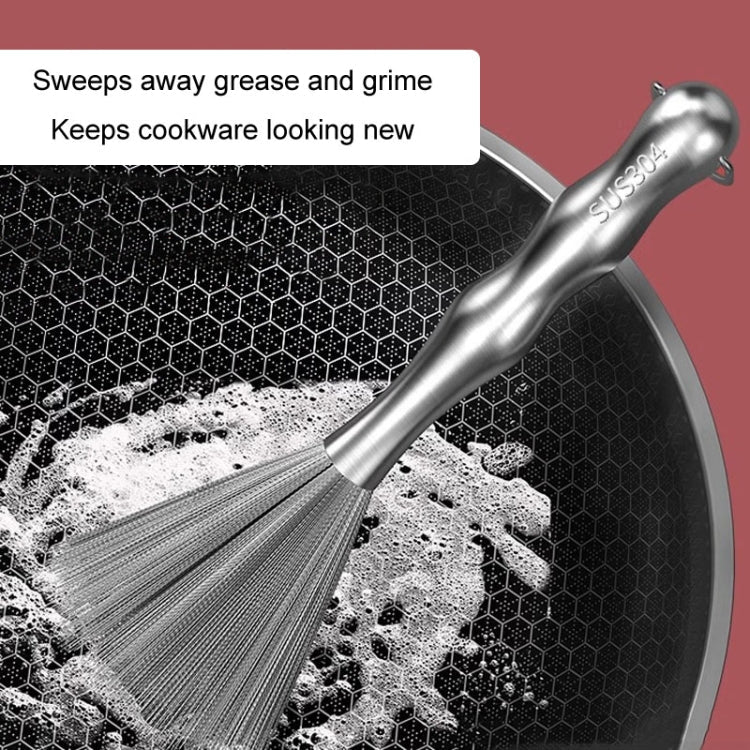 304 Thickened Lengthened Steel Wire Pot Brush Stainless Steel Cleaning Brush For Kitchen(With Hook)