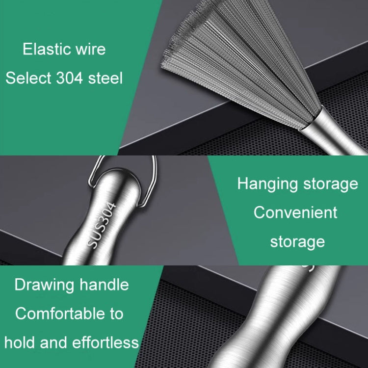 304 Thickened Lengthened Steel Wire Pot Brush Stainless Steel Cleaning Brush For Kitchen(With Hook)
