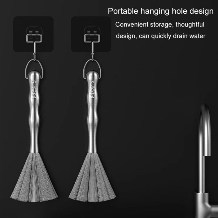 304 Thickened Lengthened Steel Wire Pot Brush Stainless Steel Cleaning Brush For Kitchen(With Hook)