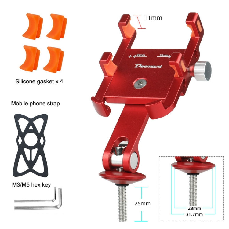 DEEMOUNT BG093B Road Bicycle Cell Phone Bracket 6 Claw Aluminum Handlebar Cover Fixed Navigation Holder(Red)