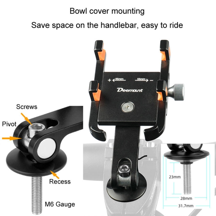 DEEMOUNT BG093B Road Bicycle Cell Phone Bracket 6 Claw Aluminum Handlebar Cover Fixed Navigation Holder(Red)