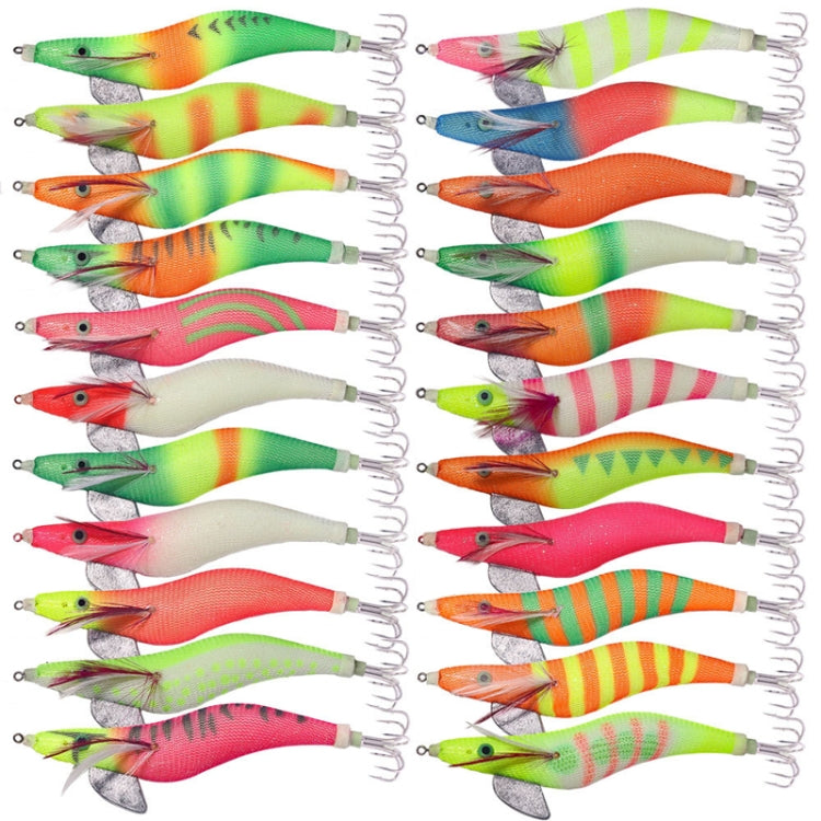 22colors /Set HENGJIA SJ059 Luminous Wooden Shrimp Dummy Bait Squid Hook Hard Bait, Size: 15cm 28g