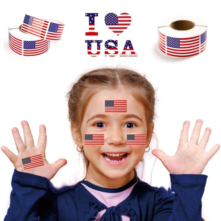 250pcs /Roll  1.22 x 2 Inch American Flag Sticker Self-adhesive Decorative Sticker(Colorful)