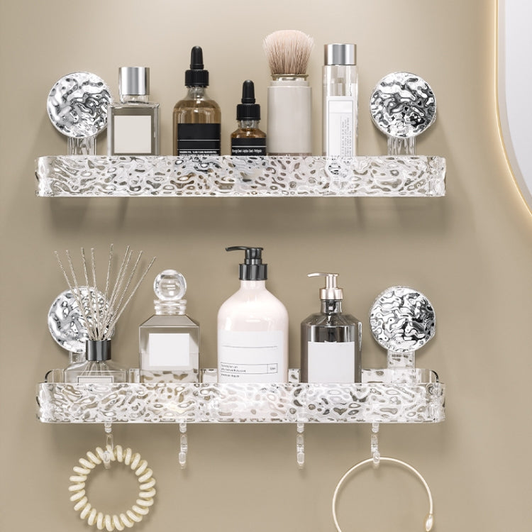 Bathroom No-Punch Suction Cup Shelf Household Restroom Wall Mounted Organizing Rack(Transparent Gray)