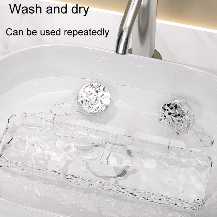 Bathroom No-Punch Suction Cup Shelf Household Restroom Wall Mounted Organizing Rack(Transparent Silver)