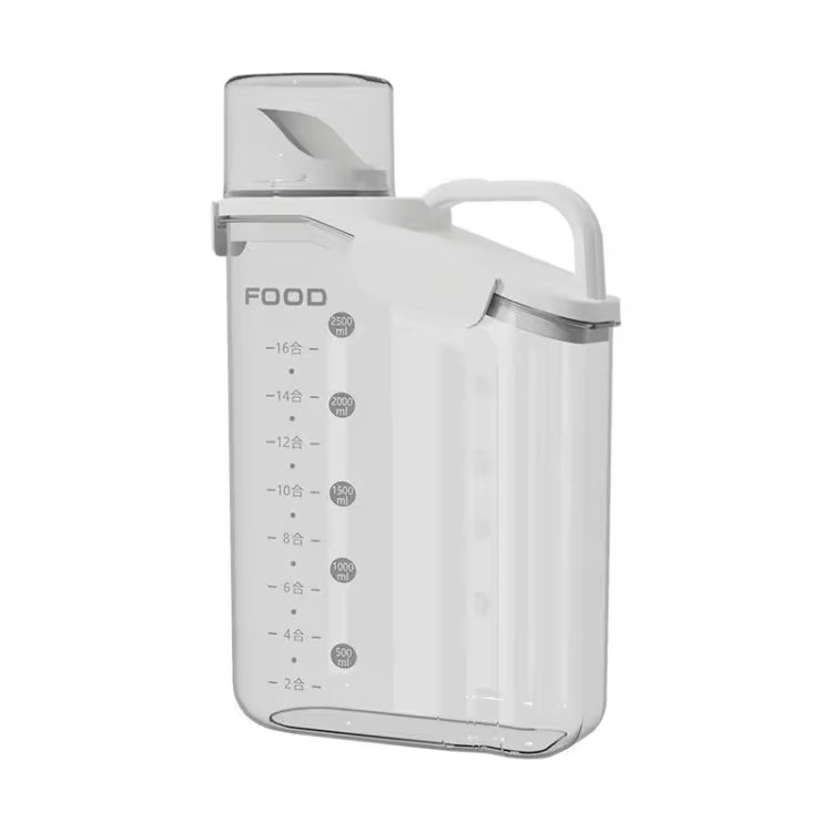 2800ml Plastic Sealed Grains Container Dry Food Storage Bin with Measuring Cup Pouring Spout(White)