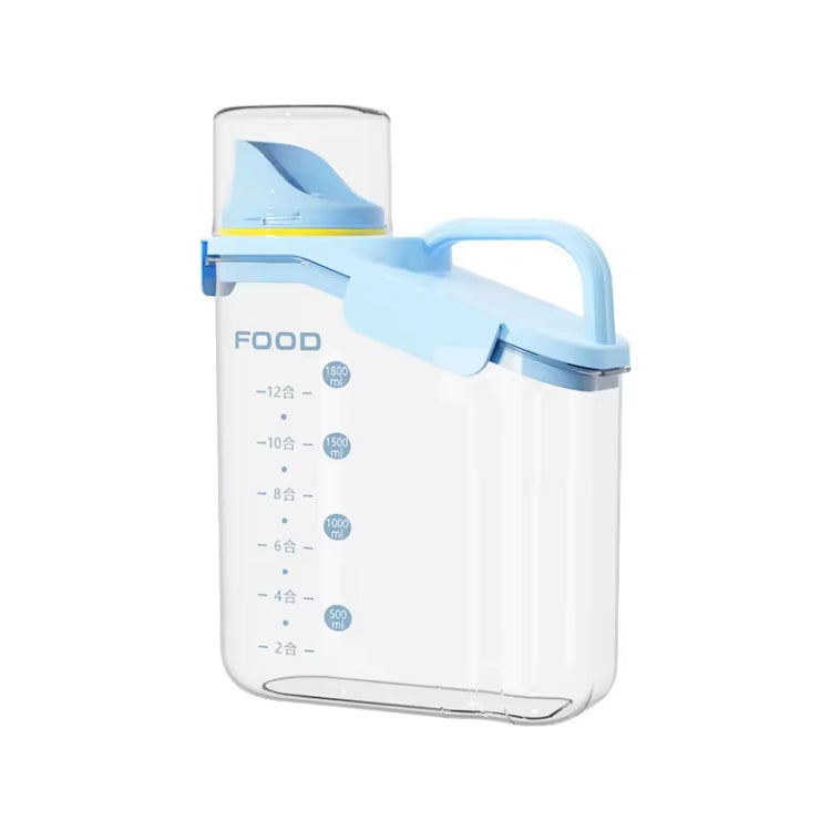 2000ml  Plastic Sealed Grains Container Dry Food Storage Bin with Measuring Cup Pouring Spout(Blue)
