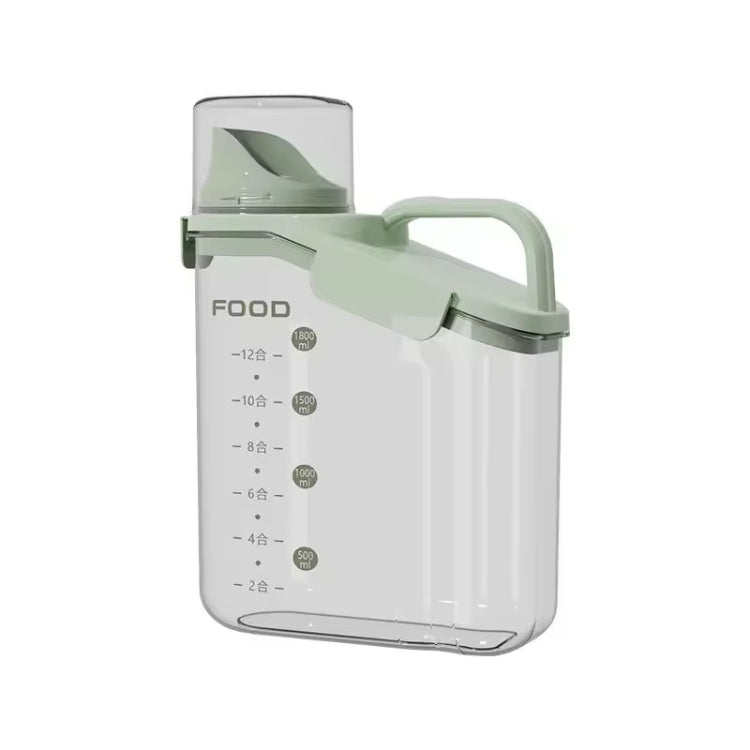 1600ml Plastic Sealed Grains Container Dry Food Storage Bin with Measuring Cup Pouring Spout(Green)