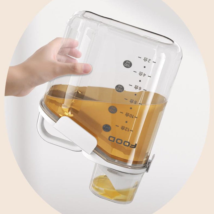 1600ml Plastic Sealed Grains Container Dry Food Storage Bin with Measuring Cup Pouring Spout(White)