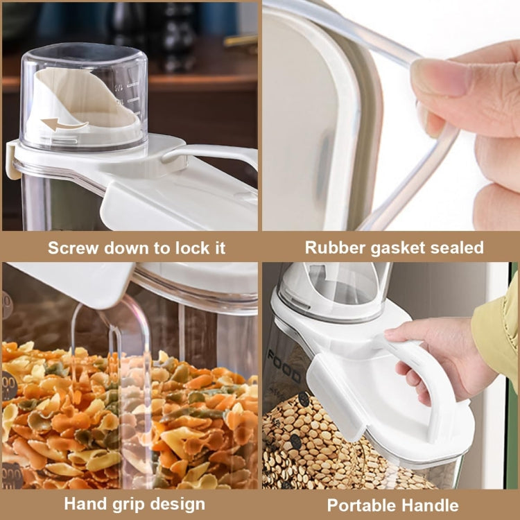 2800ml Plastic Sealed Grains Container Dry Food Storage Bin with Measuring Cup Pouring Spout(Green)