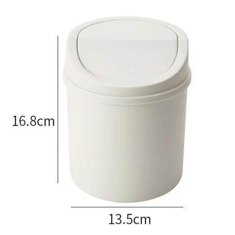 Mini Flip Lid Desktop Trash Can Student Dormitory Living Room Cute Storage Bucket(White)