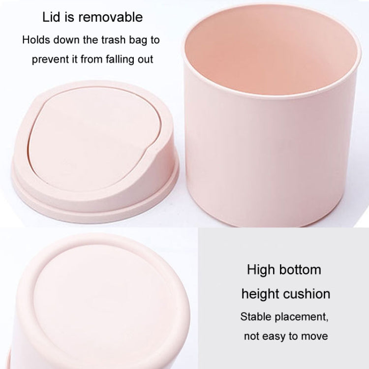 Mini Flip Lid Desktop Trash Can Student Dormitory Living Room Cute Storage Bucket(White)