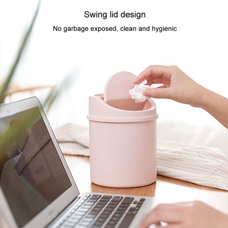 Mini Flip Lid Desktop Trash Can Student Dormitory Living Room Cute Storage Bucket(White)