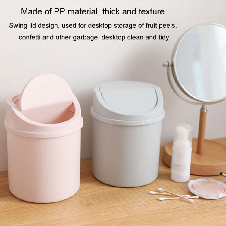 Mini Flip Lid Desktop Trash Can Student Dormitory Living Room Cute Storage Bucket(White)
