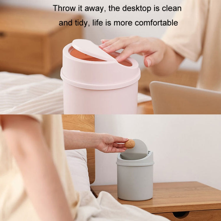 Mini Flip Lid Desktop Trash Can Student Dormitory Living Room Cute Storage Bucket(White)