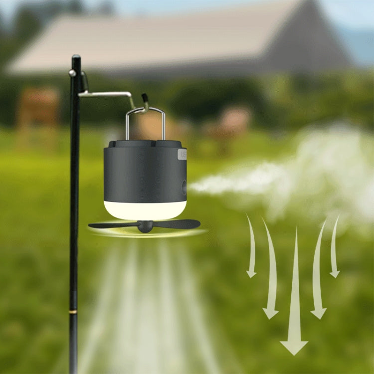 Outdoor Camping Tent Hanging Ambient Light Magnetic Spray Humidification Fan(Black)