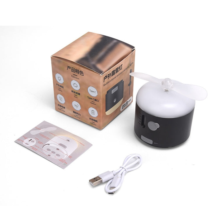 Outdoor Camping Tent Hanging Ambient Light Magnetic Spray Humidification Fan(Black)