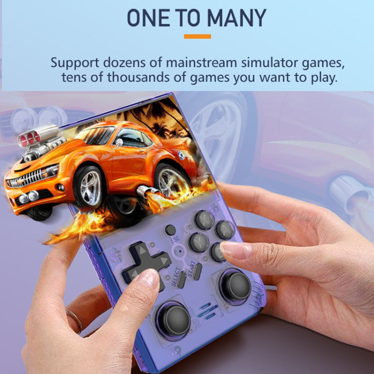 R35PLUS 3.5 Inch Handheld Game Console Built-in 64G 10,000+ Games(Transparent Black)