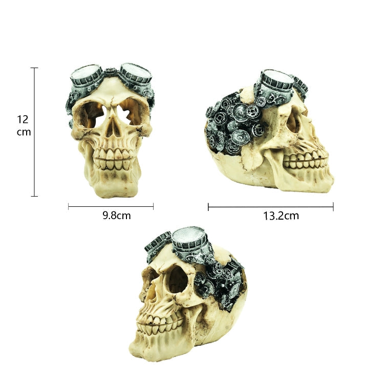 Fish Tank Aquarium Decoration Spider Lizard Snake Python Skull Breeding House Hiding Ornament(Glasses Skull)