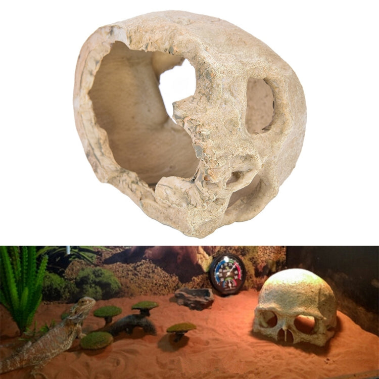 Fish Tank Aquarium Decoration Spider Lizard Snake Python Skull Breeding House Hiding Ornament(Glasses Skull)