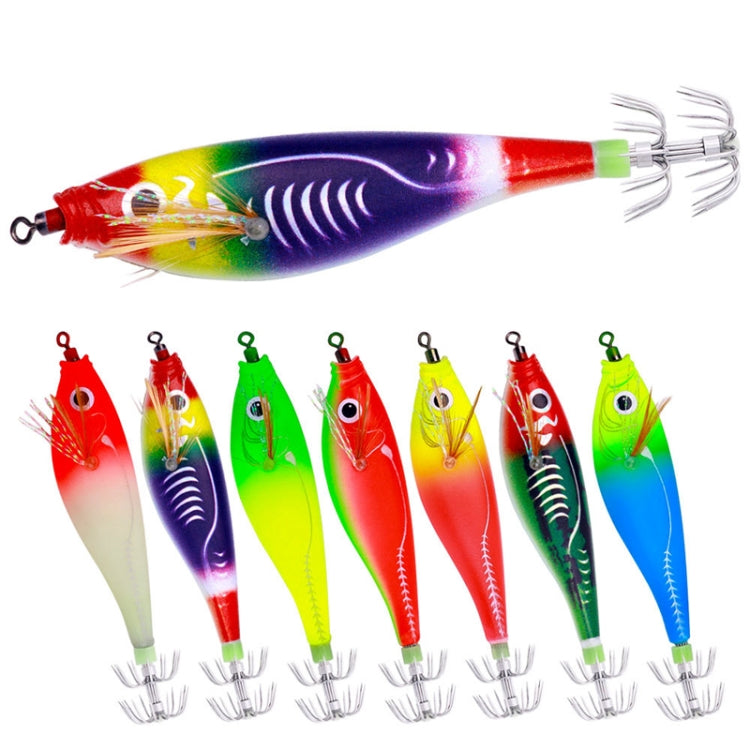 7colors /Set HENGJIA SJ051 Luminous Wooden Shrimp Dummy Bait Squid Hook Hard Bait, Size: 9.5cm 10g