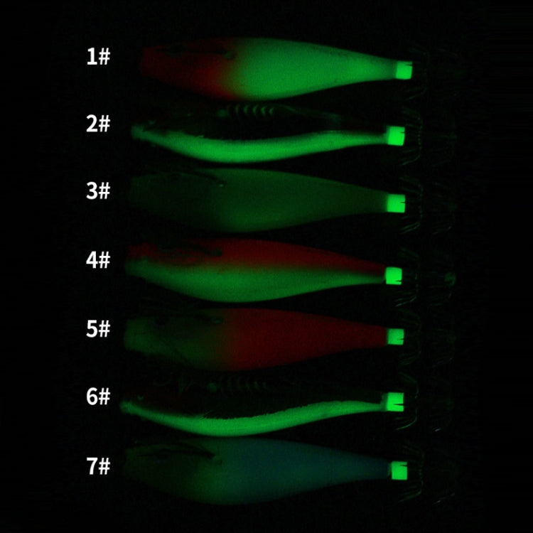 7colors /Set HENGJIA SJ051 Luminous Wooden Shrimp Dummy Bait Squid Hook Hard Bait, Size: 9.5cm 10g